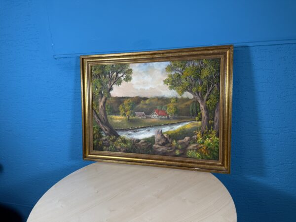 Obraz dům u vody olejomalba 59x79 cm - Obrázek 3