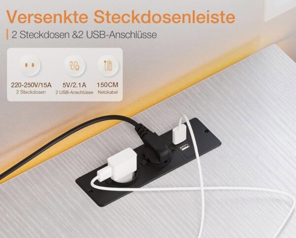 Rohový herní stůl bílý s USB porty NOVÝ 2. jakost - Obrázek 4