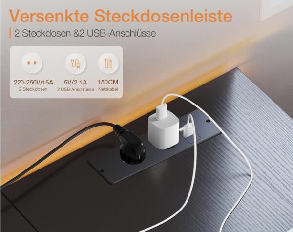 Rohový herní stůl černý s USB porty NOVÝ 2. jakost - Obrázek 4