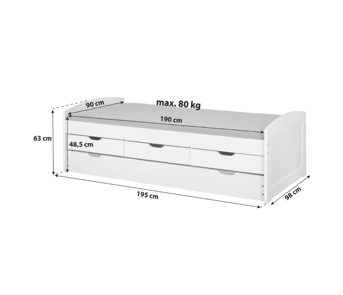 Postel výsuvná MID.YOU 90x190 NOVÁ 2. jakost - Obrázek 4