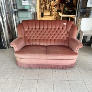 Retro sametová pohovka 70.-80. léta růžová