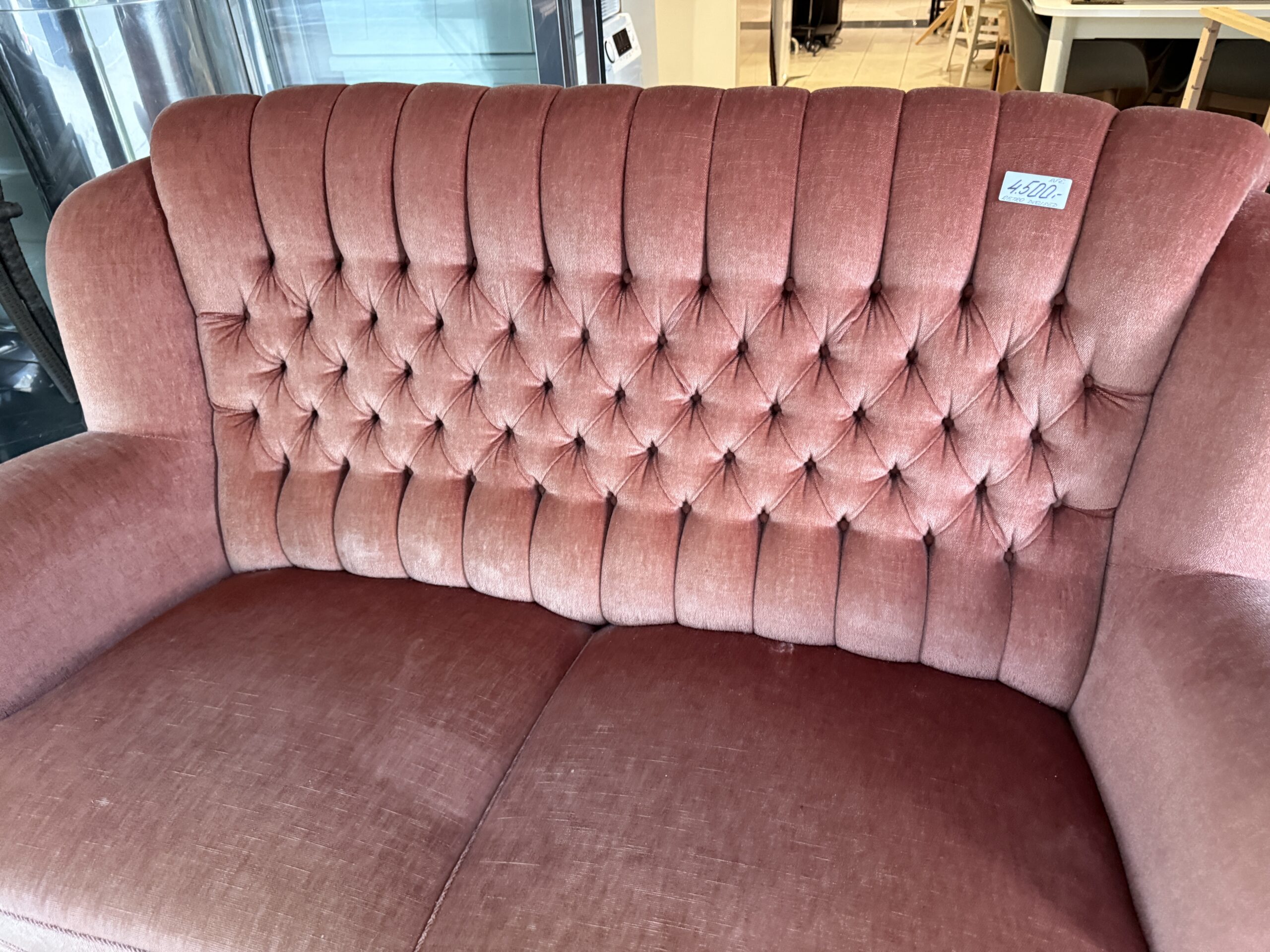 Retro sametová pohovka 70.-80. léta růžová - Obrázek 5