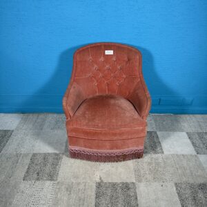 Retro sametové křeslo 70.-80. léta růžové 2 kusy