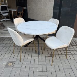 Jídelní stůl + 4 židle zlat. KOMPLET NOVÝ 2.jakost