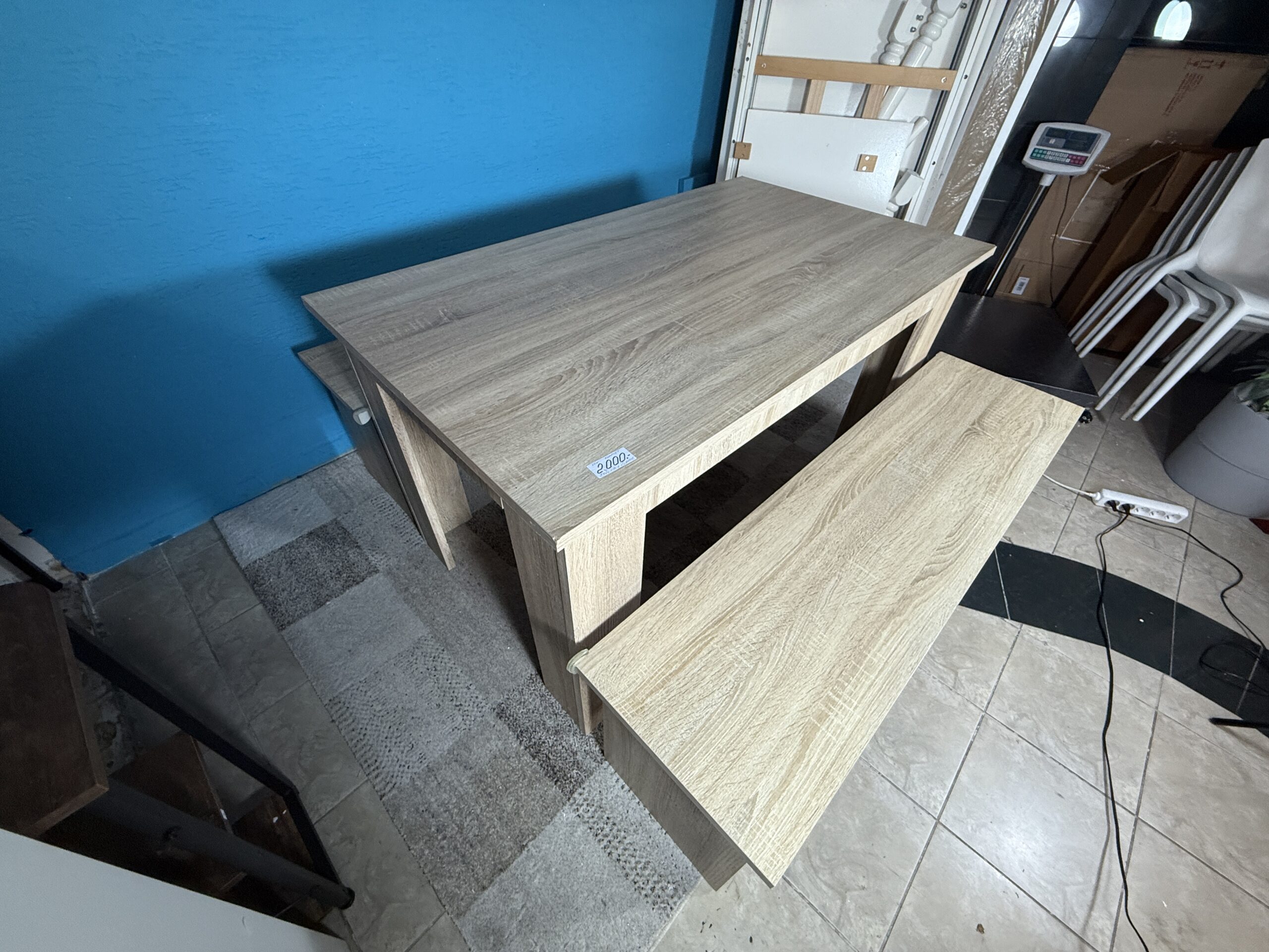 Jídelní stůl + 2 lavice sonoma KOMPLET - Obrázek 3