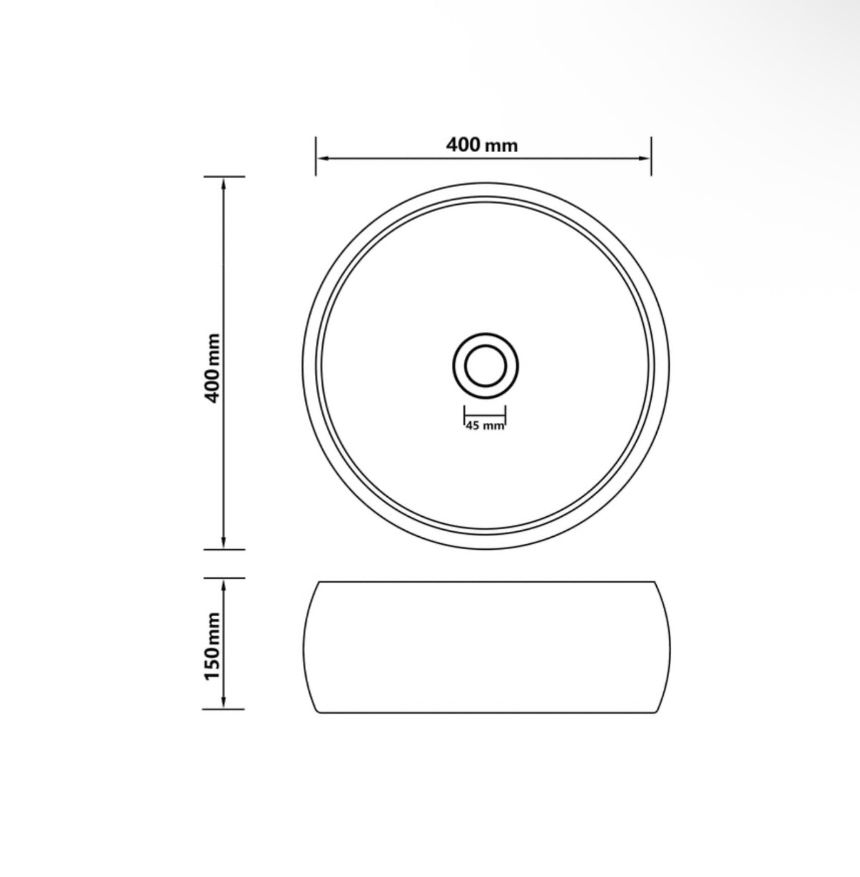 Umyvadlo kulaté matné šedé keramické NOVÝ 2.jakost - Obrázek 3