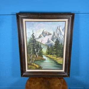 Obraz Horská řeka a štíty olejomalba 62x78 cm