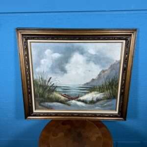 Obraz Pobřeží s loďkou olejomalba 67x77 cm