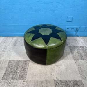 Kožený puf / taburet zelený
