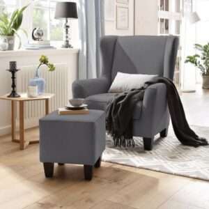 Křeslo s podnožkou Zhilen šedé NOVÝ 2. jakost