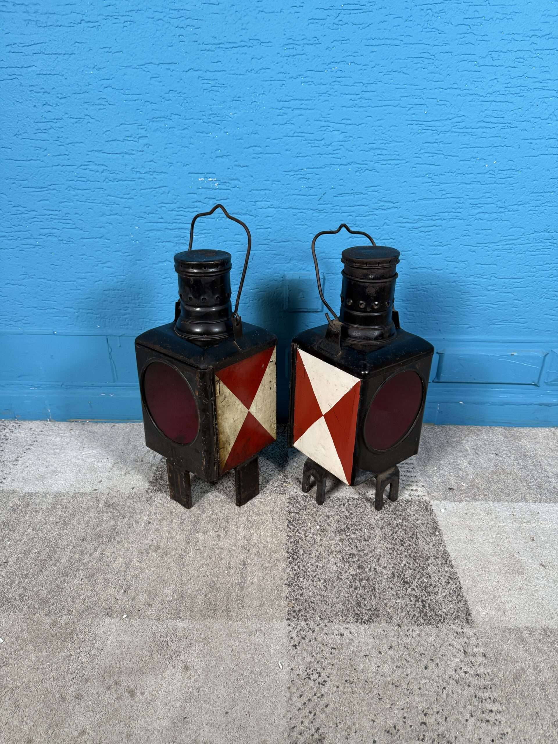 Starožitné železniční lampy pár (2 ks) KOMPLET