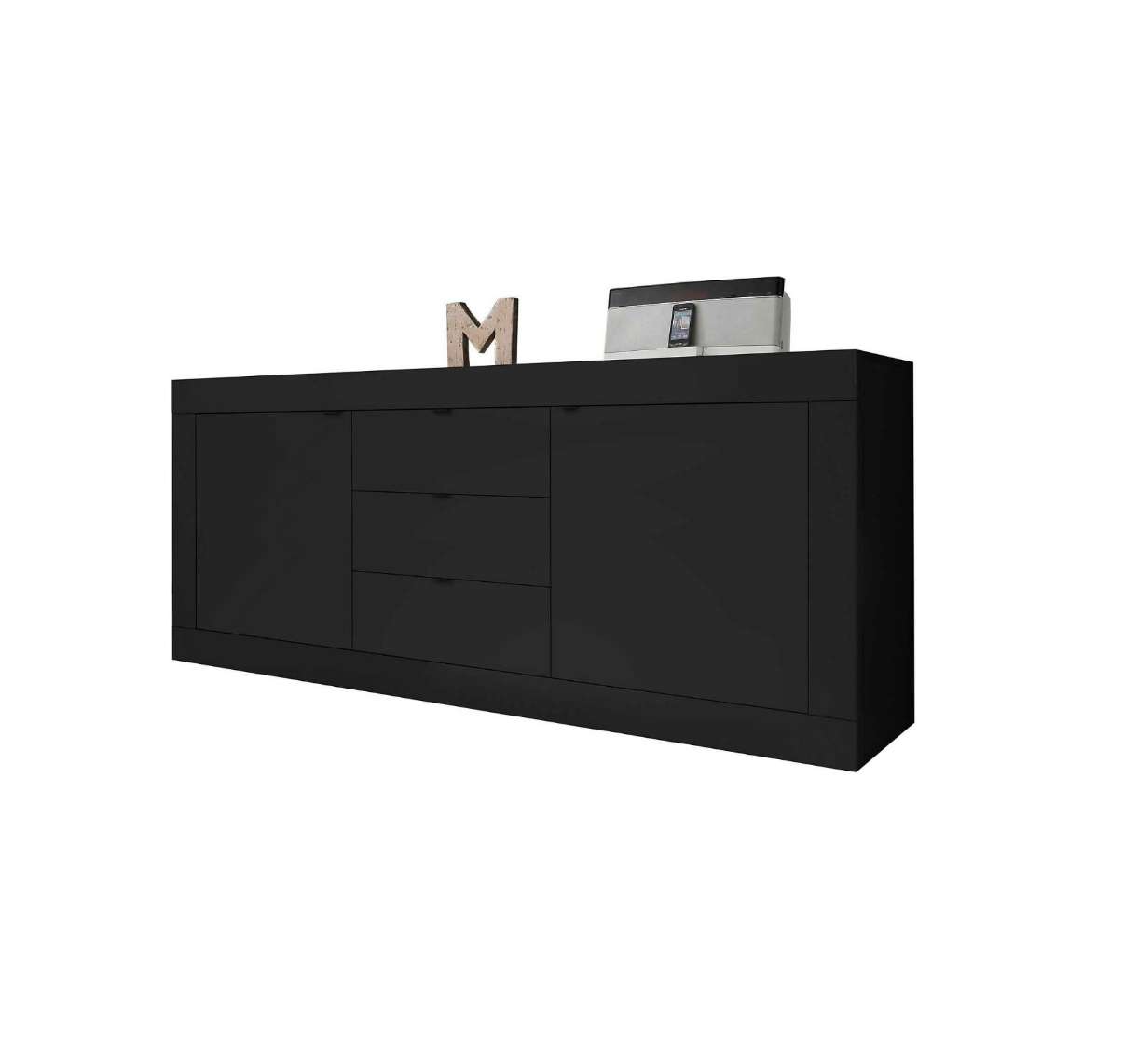 Komoda 210 cm černá NOVÝ 2. jakost